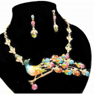 Collier & Oorbellen bezet Swarovski Pauw